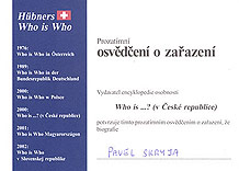 Pavel Skryja v Hübners WHO IS WHO encyklopedii